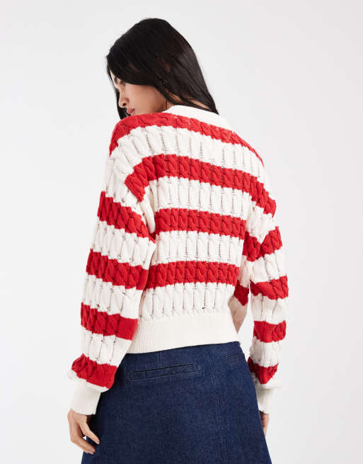 Jersey a rayas rojas de corte suelto de punto de ochos de Tommy Jeans, 4 de 4