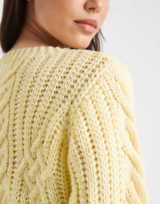 Jersey amarillo con cuello redondo de punto de ochos de Brave Soul, 4 de 4