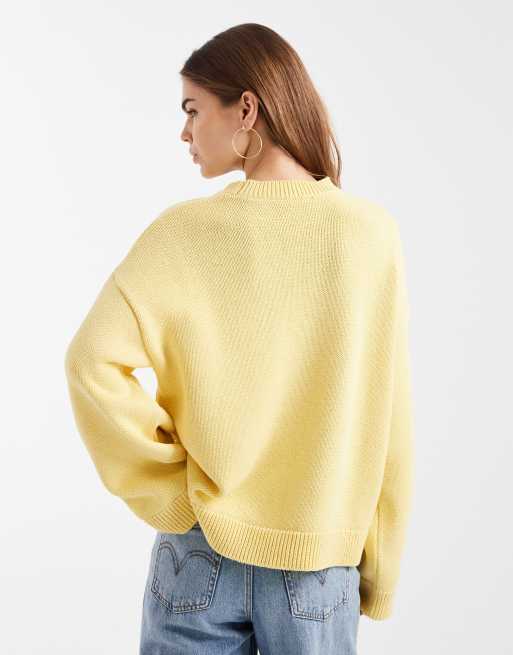 Jersey amarillo con mangas anchas de punto de mezcla de algodón de ASOS DESIGN, 4 de 4