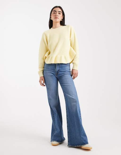 Jersey amarillo crema con bajo redondeado y volantes de ASOS DESIGN, 3 de 4