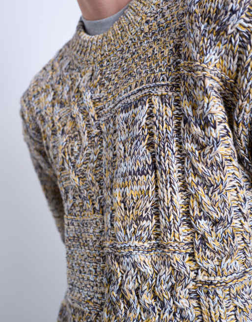 Jersey amarillo extragrande de punto de ochos retorcido de Topman, 2 de 5