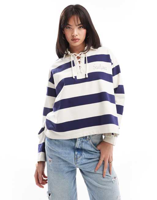 Jersey azul a rayas con cuello estilo polo de Scalpers