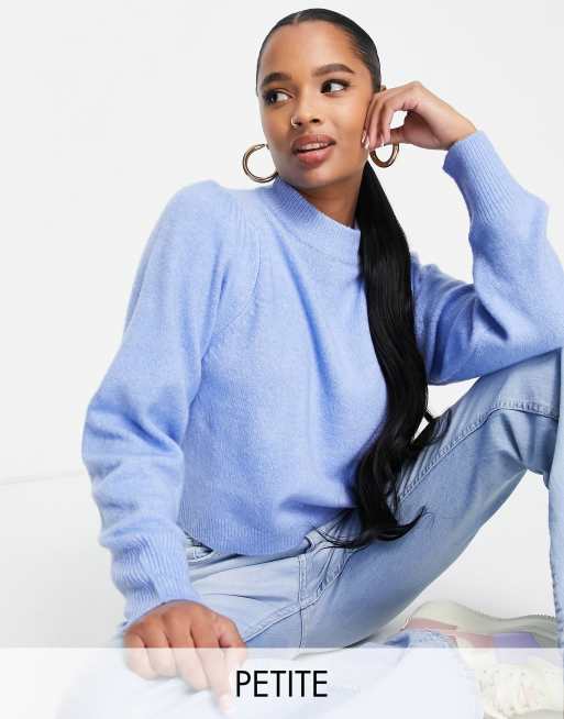 Jersey azul aciano con mangas abullonadas de Miss Selfridge Petite - MBLUE