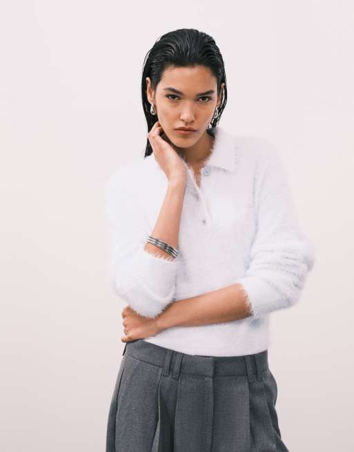 Jersey azul claro con cuello tipo polo de tejido mullido de Calvin Klein Jeans