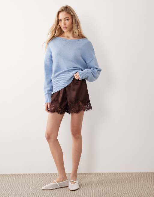 Jersey azul claro con hombro descubierto de punto de ASOS DESIGN, 2 de 4