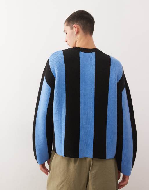 Jersey azul de estilo fútbol a rayas de punto de COLLUSION, 3 de 5