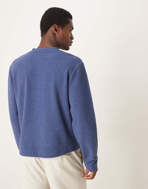 Jersey azul de manga larga y corte cuadrado con cuello panadero de ASOS DESIGN, 3 de 4