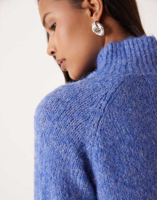 Jersey azul luminoso con cuello alto de punto texturizado de JDY, 4 de 4