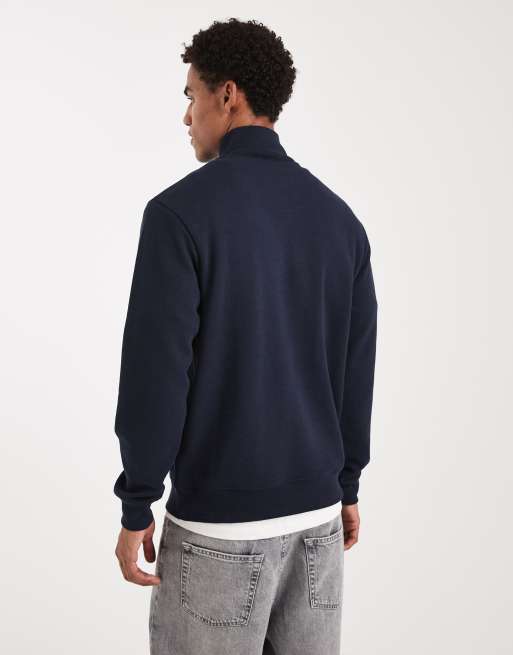 Jersey azul marino con cremallera corta de felpa de Threadbare, 3 de 5