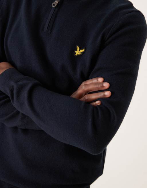Jersey azul marino con cremallera corta de lana de merino de Lyle & Scott  , 2 de 4