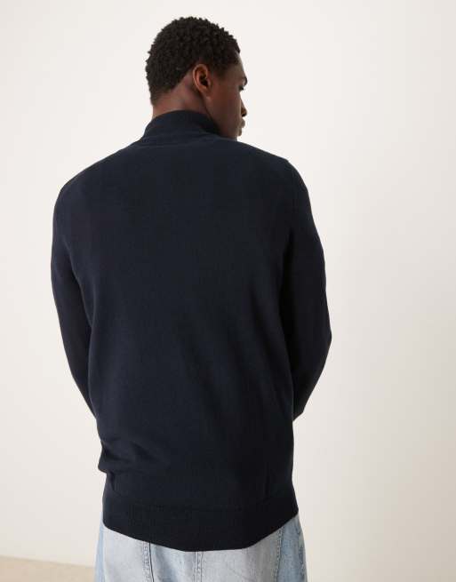 Jersey azul marino con cremallera corta de lana de merino de Lyle & Scott  , 3 de 4