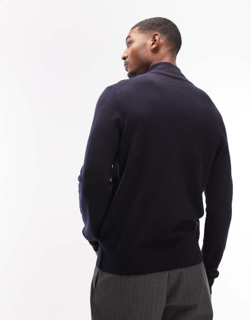Jersey azul marino con cremallera corta de punto de AllSaints, 3 de 5