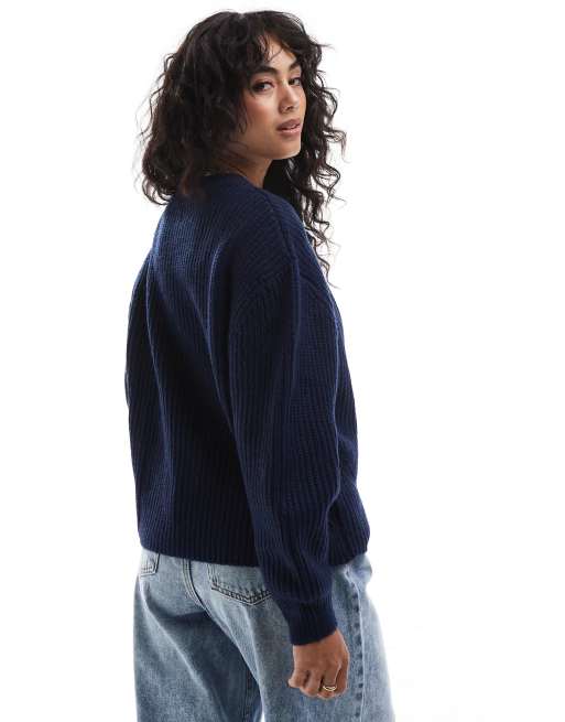 Jersey azul marino con cuello redondo de canalé grueso de ASOS DESIGN, 3 de 4