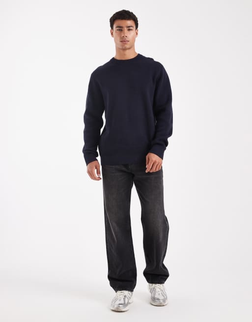 Jersey azul marino con cuello redondo de punto de Jack & Jones Premium, 2 de 5