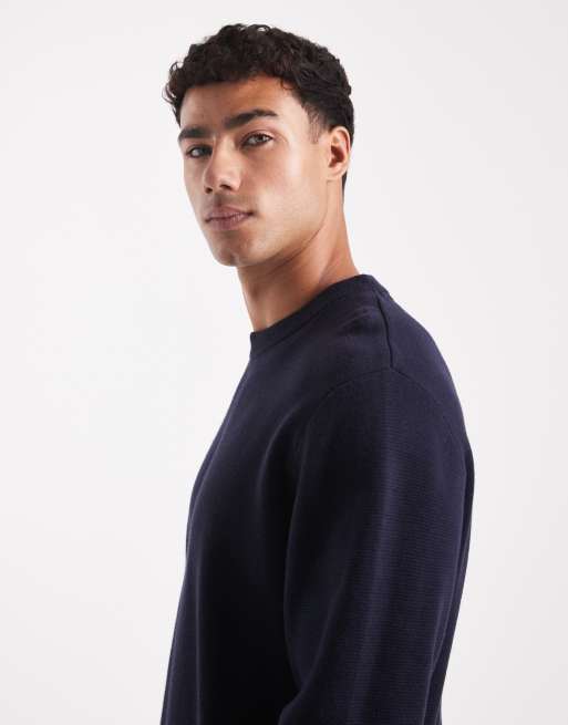 Jersey azul marino con cuello redondo de punto de Jack & Jones Premium, 3 de 5
