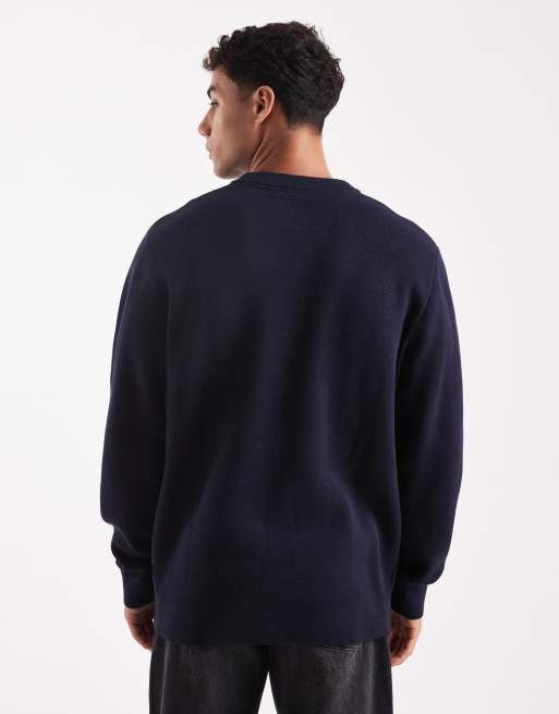 Jersey azul marino con cuello redondo de punto de Jack & Jones Premium, 5 de 5