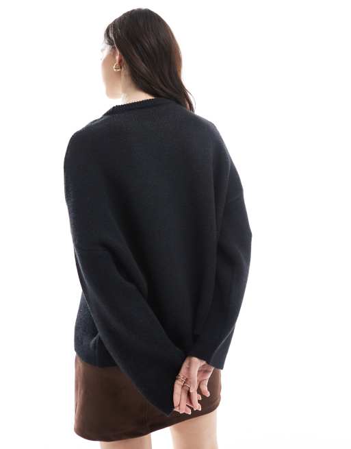 Jersey azul marino con diseño de cervatillo de punto de Miss Selfridge, 4 de 4
