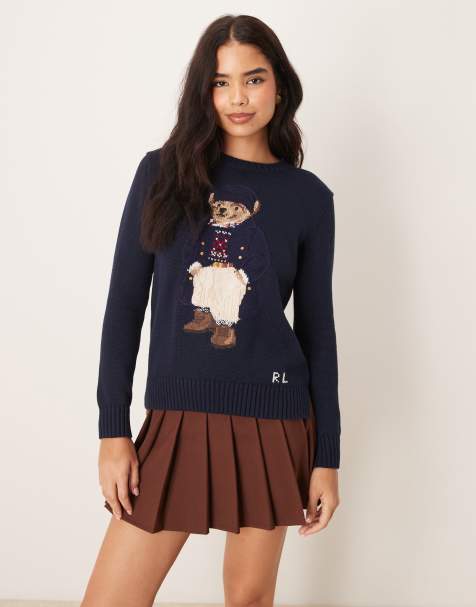 Jersey azul marino con estampado de oso de punto de algodón de Polo Ralph Lauren - view 1