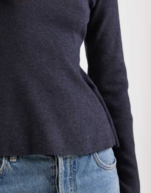 Jersey azul marino con sobrefalda de punto de ONLY, 3 de 4