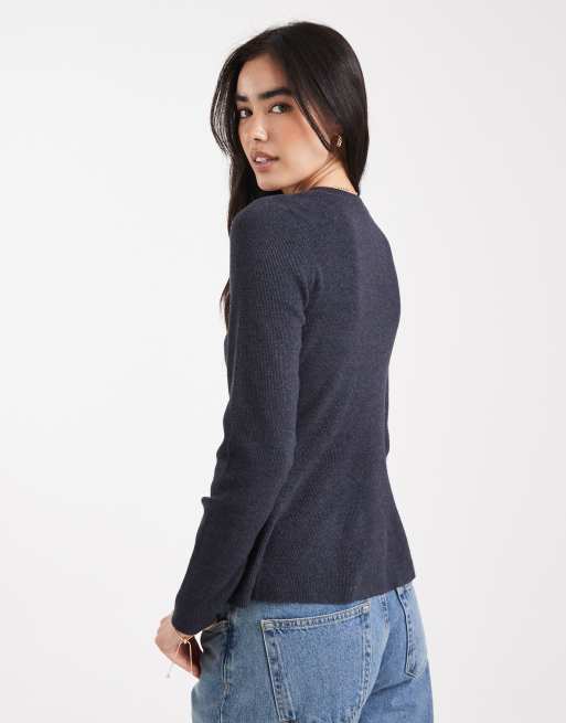 Jersey azul marino con sobrefalda de punto de ONLY, 4 de 4