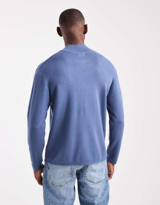 Jersey azul oscuro con cremallera corta de punto premium de New Look, 4 de 5