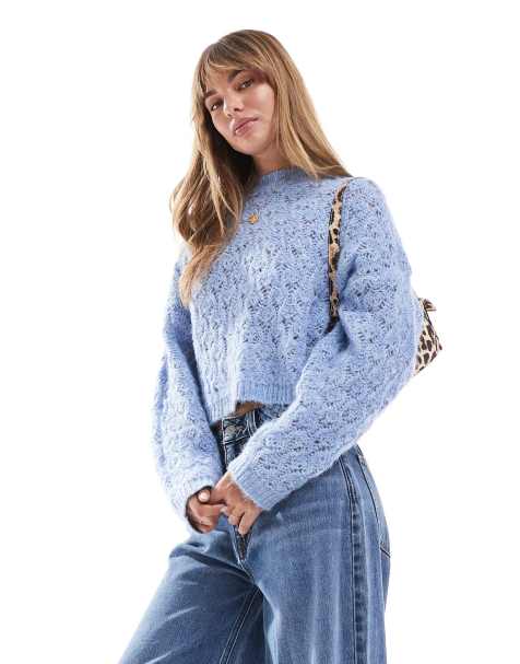 Jersey azul pastel de pointelle de Miss Selfridge - view 1