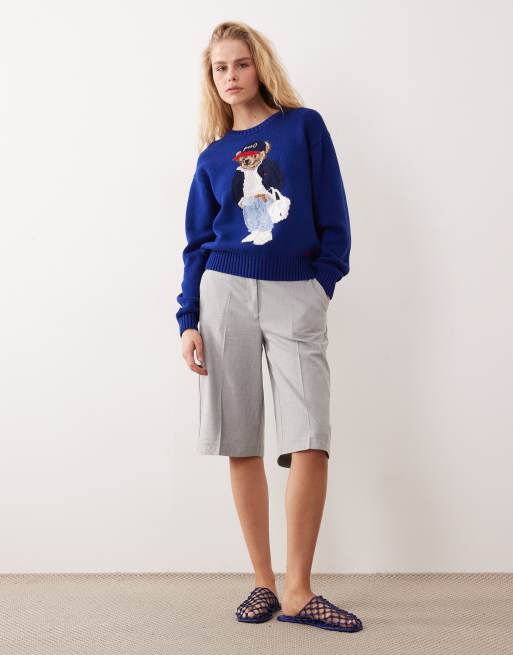 Jersey azul real con estampado de Polo Bear de punto de algodón de Polo Ralph Lauren, 3 de 4