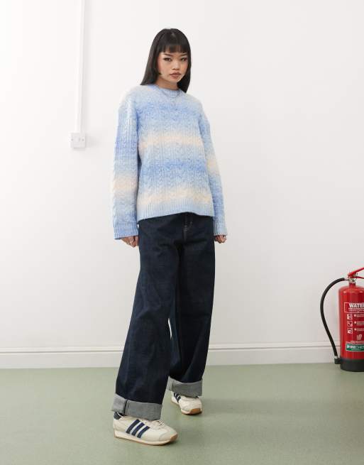 Jersey azul y rosa extragrande de punto de ochos de hilos mezclados de Monki, 2 de 4