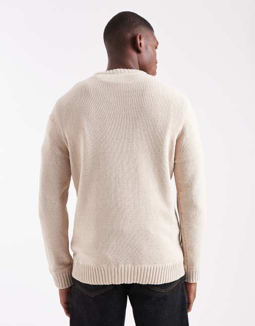 Jersey beis con cuello redondo de chenilla de ONLY & SONS, 3 de 5