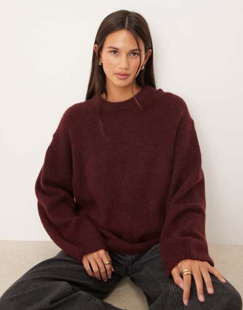 Jersey beis con cuello redondo de punto de lana de alpaca de Gina Tricot - view 1