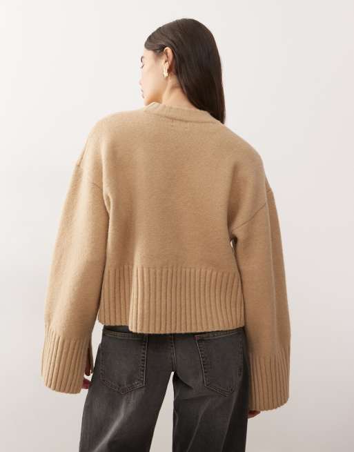 Jersey beis con cuello redondo de punto de Monki, 4 de 4