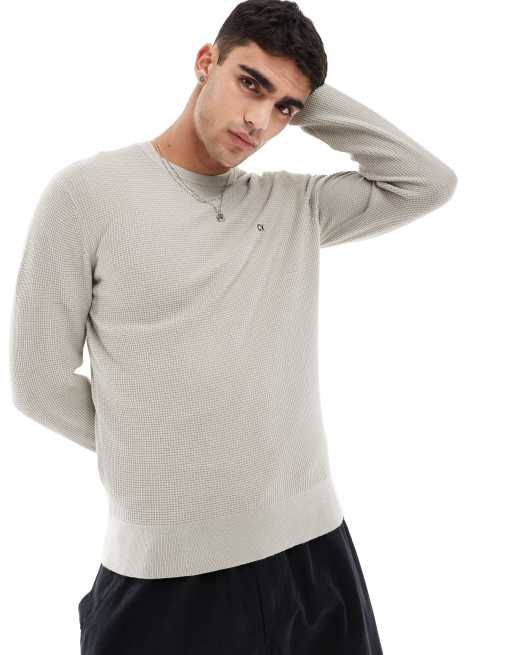 Jersey beis con logo pequeño de punto de arroz de Calvin Klein