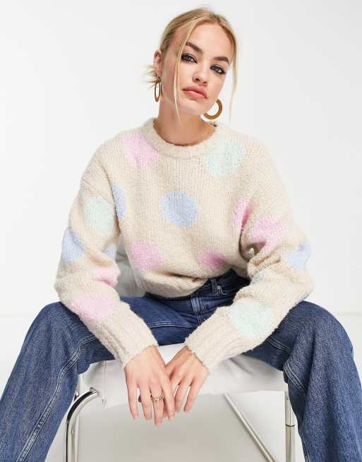 Jersey beis con lunares de colores de lana de Other Stories