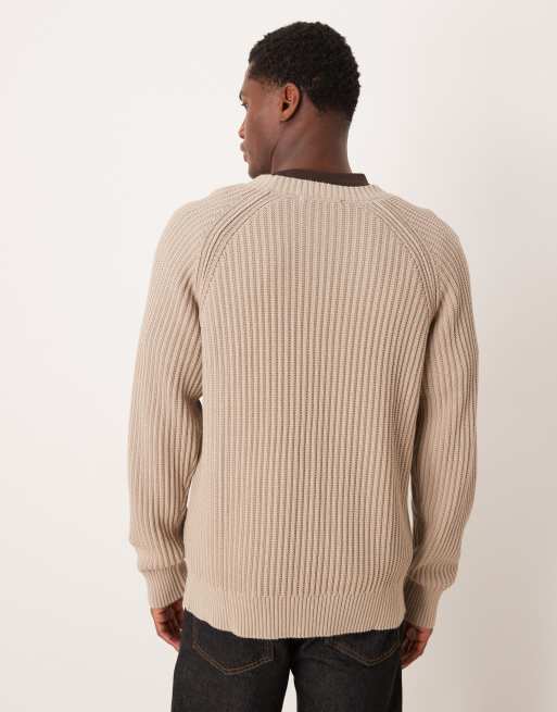 Jersey beis con mangas raglán de canalé de Selected, 3 de 5