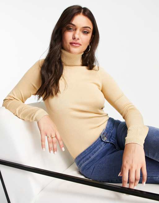 Jersey beis de manga larga con cuello vuelto de Pimkie