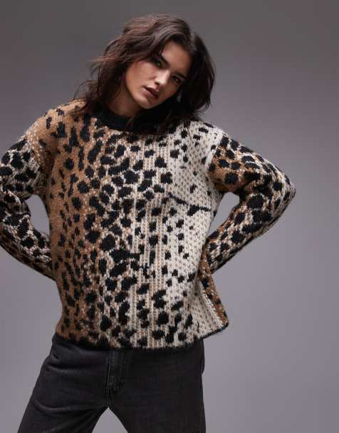 Jersey beis extragrande con estampado animal degradado de punto de Topshop - view 1