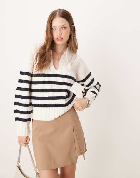 Jersey blanco a rayas con solapas de Nobody's Child - view 1
