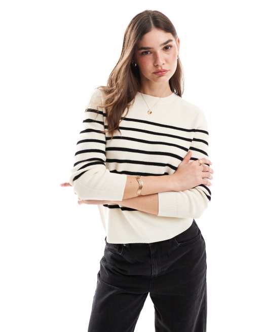 Jersey blanco a rayas ligero de Mango