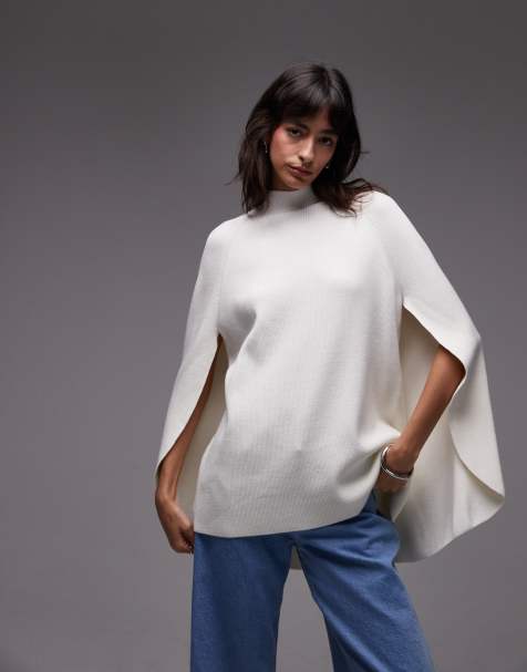 Jersey blanco con cuello alto y mangas y espalda tipo capa de punto de & Other Stories - view 1