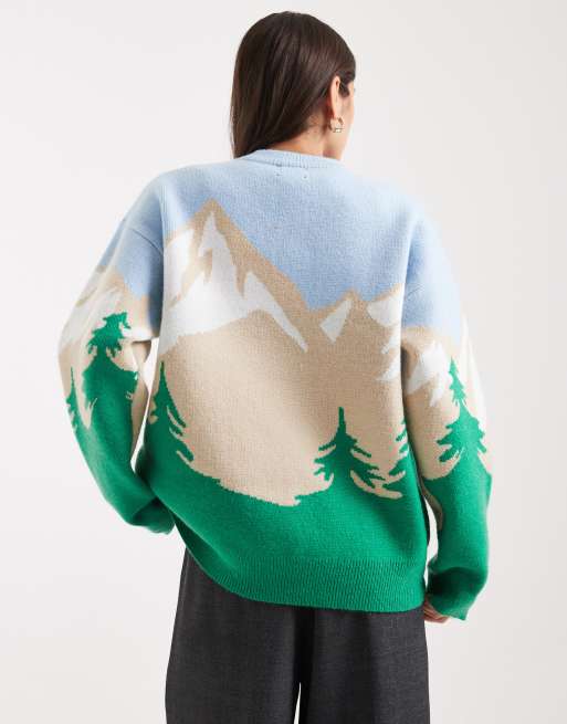 Jersey blanco con estampado de paisaje de esquí de ASOS DESIGN, 4 de 4
