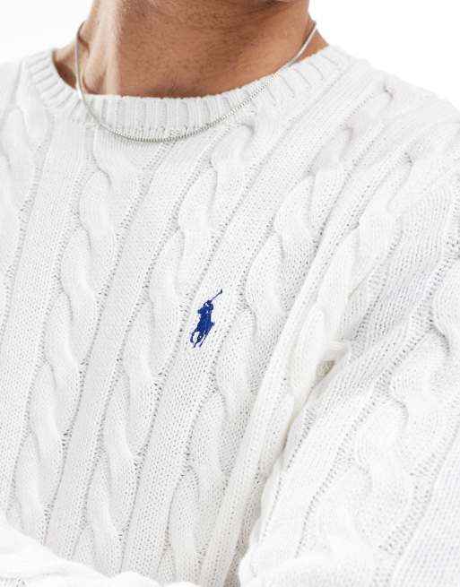Jersey blanco con logo de punto de ochos de algodón Driver de Polo Ralph Lauren, 2 de 4