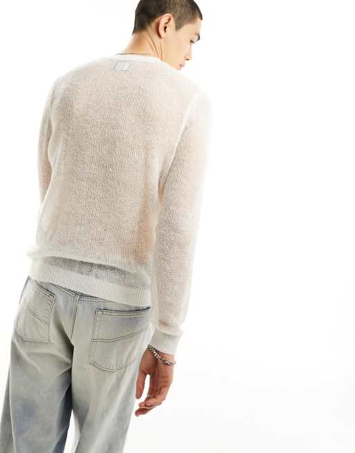 Jersey blanco con textura transparente de punto de ASOS DESIGN, 4 de 4