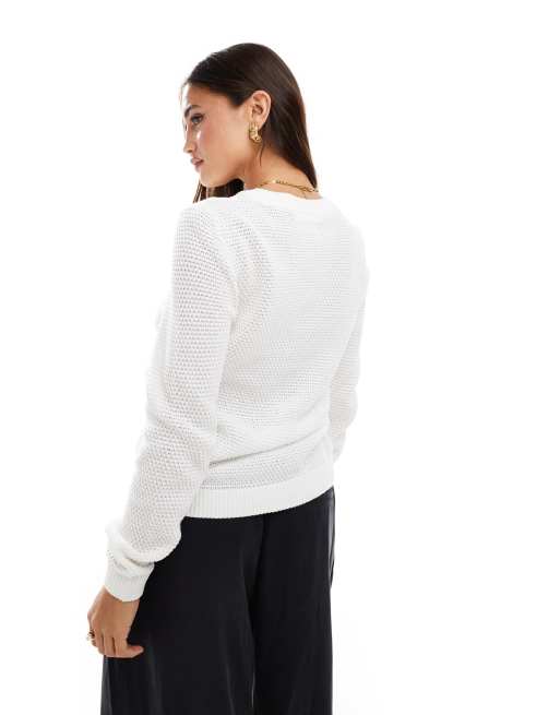 Jersey blanco de manga larga de punto texturizado de Vila, 4 de 4