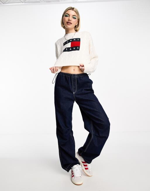Jersey blanco de punto con recuadro de bandera de Tommy Jeans, 3 de 4