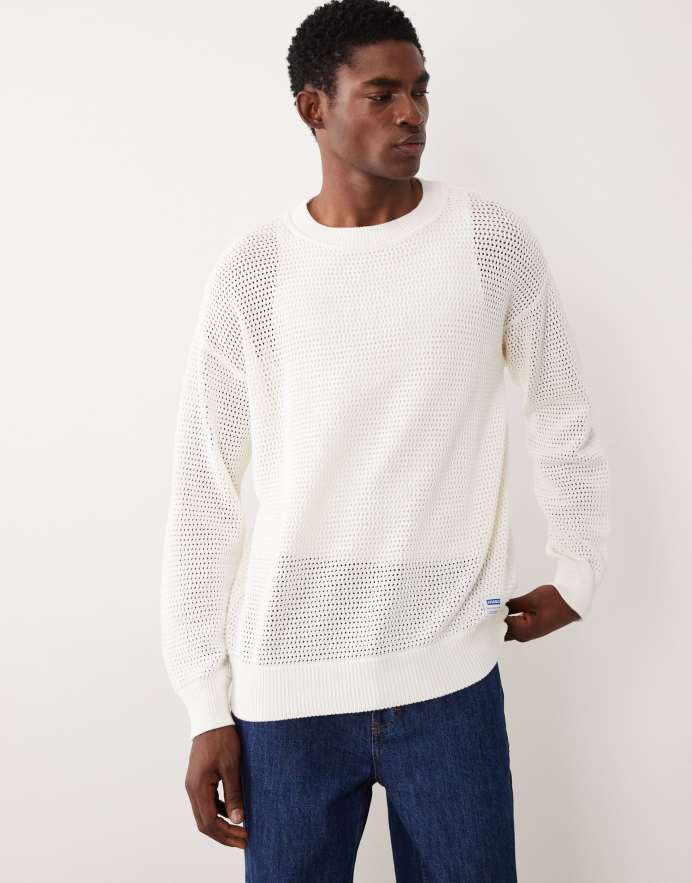 Hugo Blue Jersey blanco holgado de punto ligero de