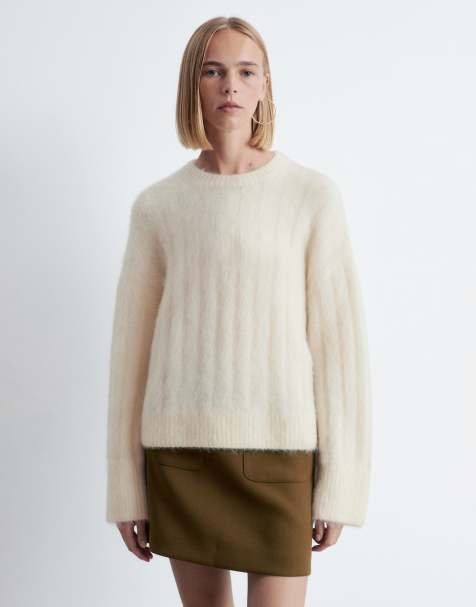 Jersey blanco hueso de canalé ancho mullido muy suave de lana de mohair y lana de & Other Stories - view 1