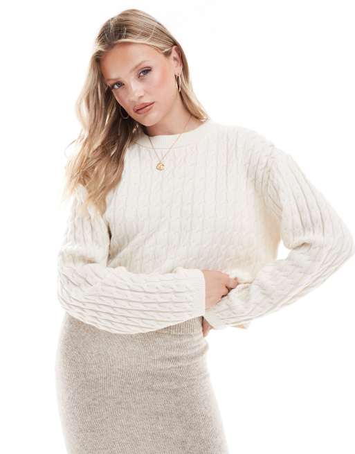 Jersey blanco hueso de punto de ochos de lana de & Other Stories