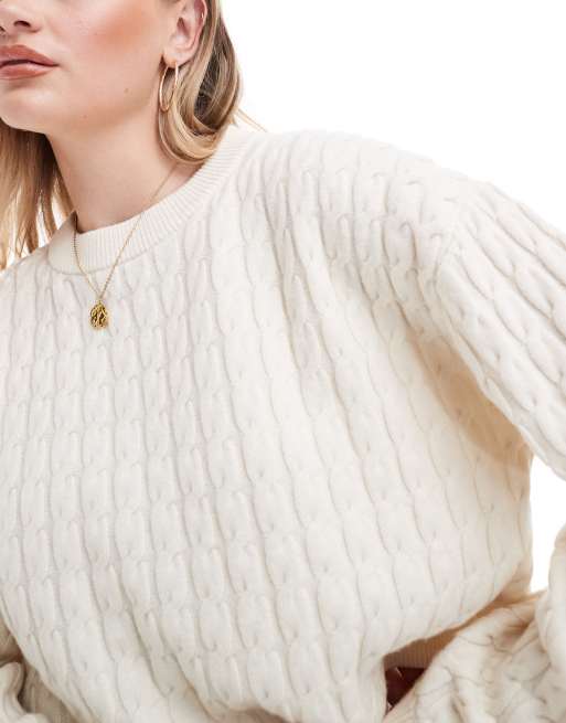 Jersey blanco hueso de punto de ochos de lana de & Other Stories, 2 de 4