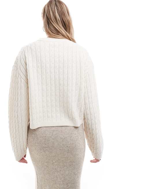 Jersey blanco hueso de punto de ochos de lana de & Other Stories, 3 de 4