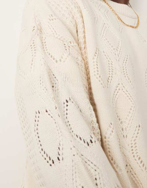 Jersey blanco hueso holgado de estilo casual con sisas caídas de punto de ASOS DESIGN, 4 de 4
